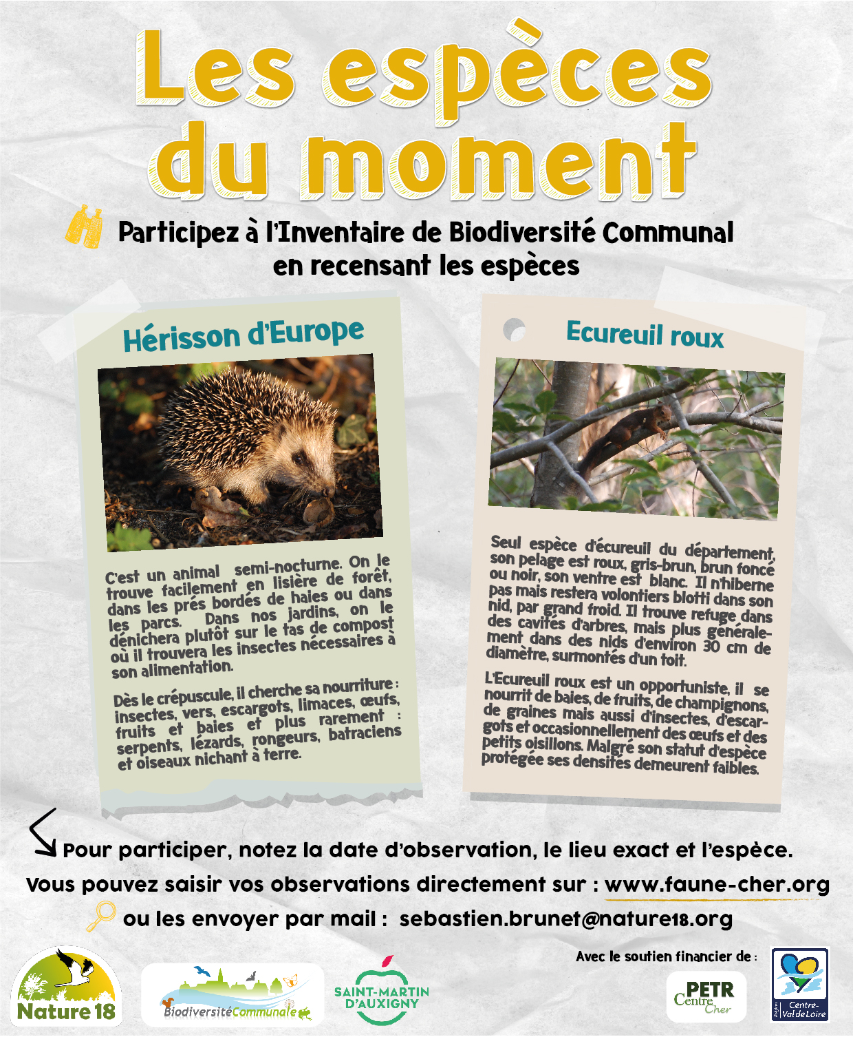 Inventaire de biodiversité Hérisson écureuil
