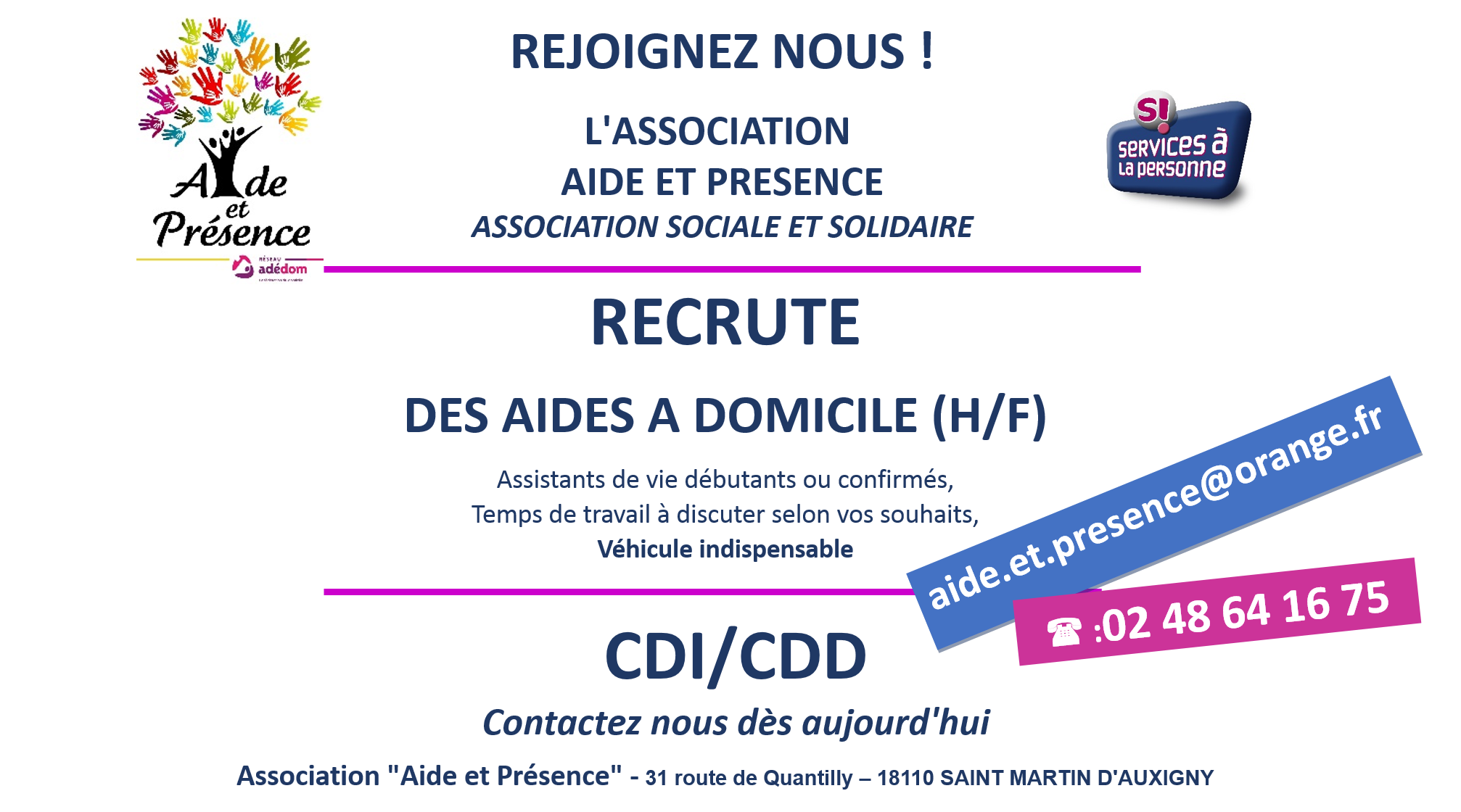 Offre emploi Aide et présence