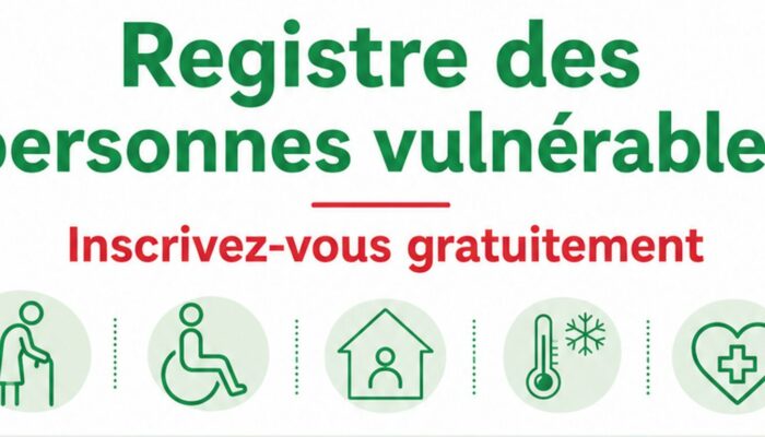Registre communal des personnes vulnérables : Inscrivez-vous